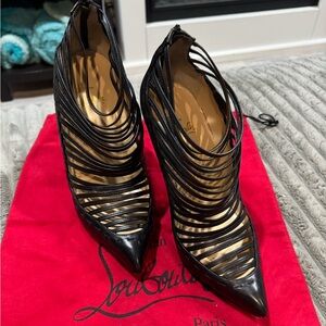 Christian louboutin gortik 100 booties. sexy strappy heels